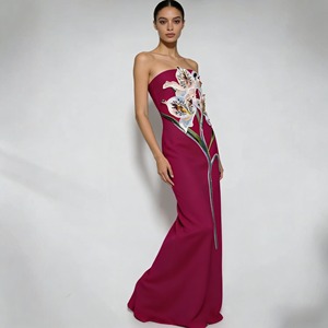Robe Corset Moulante Sans Manches Brodée de Fleurs pour Femmes – Vente en Gros Fabricant - Product Image 3