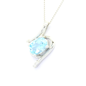 Bijoux fins ovales en diamant topaze bleue 18K 14K 9K, pendentifs à la mode pour femmes - Product Image 2