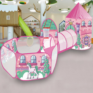 เต็นท์บ้านเด็กเล่นพกพา 3-in-1 ปราสาท<span class=keywords><strong>ส</strong></span>ีชมพู เต็นท์ทรงกระโจม <span class=keywords><strong>ส</strong></span>ำหรับเล่นในร่มและกลางแจ้ง บ้านเจ้าหญิงพร้อมอุโมงค์ - Product Image 6