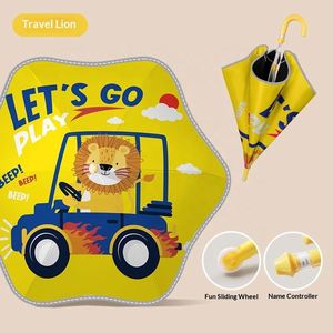 Paraguas Infantil con Esquinas Redondeadas, Diseño de Dibujos Animados, Apertura Recta, Tela Anticolisión, 6 Varillas, Protección UV para Niños y Niñas de Primaria - Product Image 2