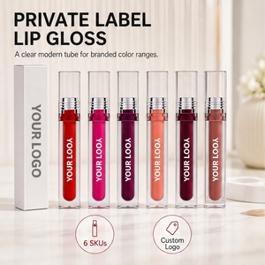 Private Label Vegan Long Lasting <b>Liquid</b> Lip Gloss Moisturizing Lip Glaze Oil Lip Balm 6ml PP Clear Tube Custom Logo Makeup - Product Image 1