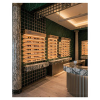 Plancher en bois MDF lumière LED lunettes lunettes lunettes affichage lunettes de soleil présentoir optique boutique Design d'intérieur