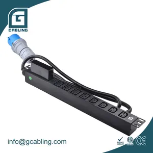 Gcabling electrical sockets 19 inch 8 way 32A power distribution unit pdu c13 c19 combo with dust cover