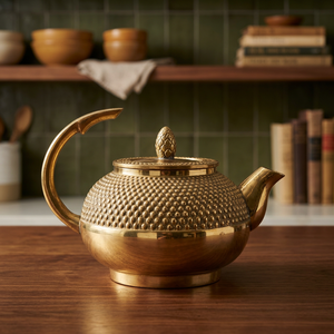 <b>Vintage</b> Brass Tea Pot With Lid And Handle Decorative Textured Design Water Pots <b>Kettles</b> Metal - Product Image 5