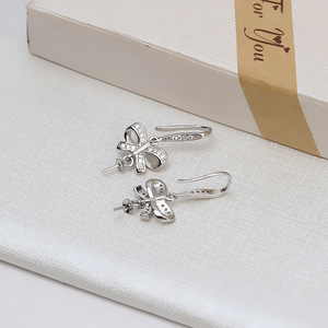 Boucles d'oreilles en argent Wenchi S925 avec 8-10 perles, accessoires DIY pour femmes Zhao Liying, épingles d'oreille 16069 Chine - Product Image 3