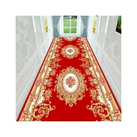 Moderner Roter und Goldener Polyester Getufteter Waschbarer Rutschfester Flur-Teppich Korridor-Läufer