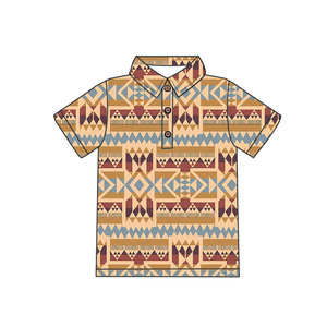 Bán Buôn Mùa Hè Trẻ Em Quần Áo Thời Trang Tùy Chỉnh Aztec In Chàng Trai Polo Áo Sơ Mi Ngắn Tay Áo Tre Vải T-Shirt Cho Trẻ Em - Product Image 4