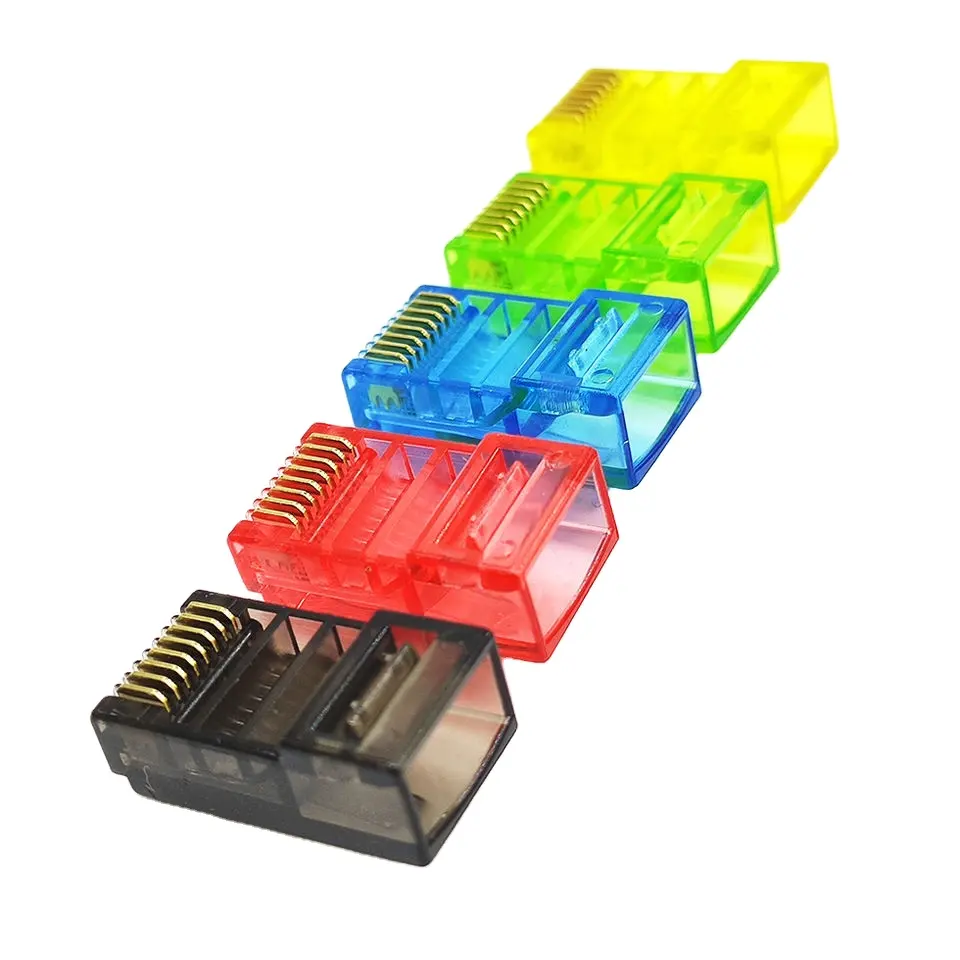 8P8C RJ 45 konektor warna-warni pria Inline Coupler jaringan konektor kabel Lan STP UTP Cat5e Cat6 Rj45