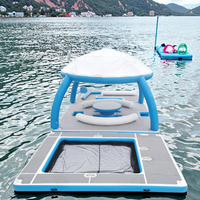 Plateforme flottante gonflable personnalisée en PVC pour lac, océan, piscine, quai flottant avec tente