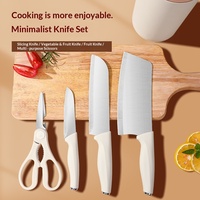 Ensemble de 5 couteaux de cuisine en acier inoxydable, design fin extra-affûté, couteaux à légumes, couteau de chef, couteau à découper les os
