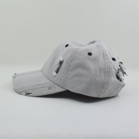 Casquette de baseball en coton vieilli personnalisée, souple et non structurée, style « Dad Hat » avec design déchiré, vente en gros