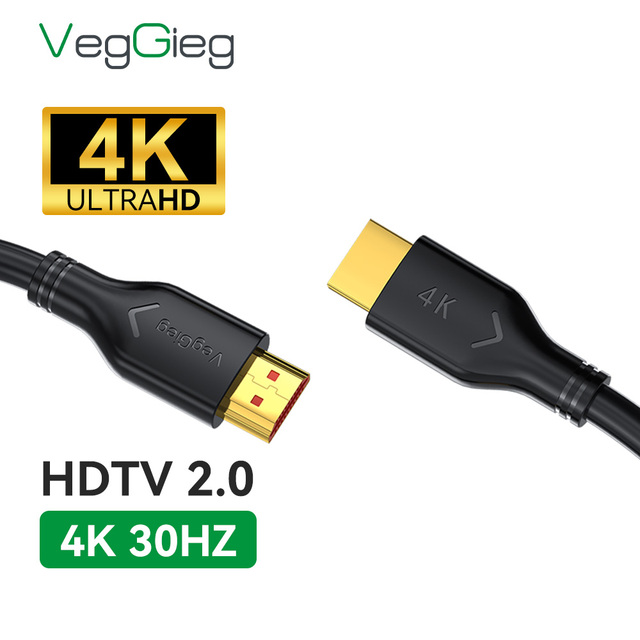 VegGieg HDTV 2.0 for Cable 1.5m 3m 5m 10m 15m 20m 4K with Gold-Plated Connector Male-to-Male for Monitor and TV