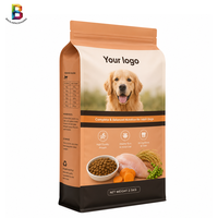Sachet d'emballage personnalisé imprimé haute barrière pour croquettes, 2,5 kg et 5 kg, grande capacité, à soufflets latéraux, pour aliments pour animaux de compagnie, avec fermeture éclair