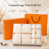 Serviettes de bain et de visage en velours corail avec logo personnalisé, imprimées UV sur papier, ensemble cadeau promotionnel personnalisé pour la mode, la maison, l'hôtel, le bébé, en coffret