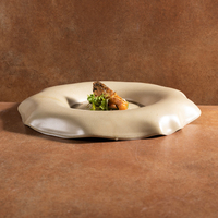 Nordique Vajilla De Porcelana Artistique Restaurant Vaisselle Plat Irrégulier Bord Porcelaine Vaisselle Gris Jaune Glaçure Assiette En Céramique