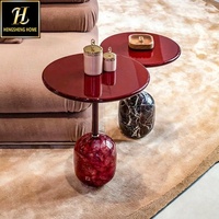 Meubles décoratifs créatifs Table d'appoint de designer italien Table d'appoint de canapé ronde minimaliste en marbre naturel
