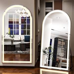 Espejo Arqueado de Cuerpo Entero Fácilmente Ajustable de 76x34 con Luces LED, para Pared o de Pie, Regulable con 3 Opciones de Color - Product Image 6