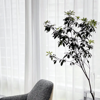 Beaux Rideaux Voile Unis Semi-Occultants Effet Tombé Parfait pour Fenêtre, Décoration Intérieure Fine