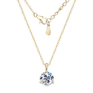 Collana <span class=keywords><strong>con</strong></span> Pendente <span class=keywords><strong>Solitario</strong></span> in Moissanite Colore D Certificato, Tre Griffe, <span class=keywords><strong>con</strong></span> Catena in Argento Sterling 925 - Product Image 5