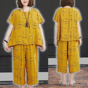 Conjunto de Dos Piezas de Verano para Mujer, Talla Grande, con Capucha, Estilo Casual, Top de Manga Corta, Pantalones Anchos con Cordón Ajustable - Product Image 3