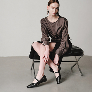 WETKISS OEM <span class=keywords><strong>Ballerine</strong></span> Vintage Punk con Rivetti Mary Jane in Morbida Pelle da Donna, Scarpe Basse con <span class=keywords><strong>Punta</strong></span> Quadrata, Eleganti Scarpe con <span class=keywords><strong>Borchie</strong></span> Stile Bambola - Product Image 5