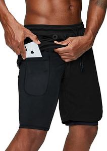 2 in 1 Gym wear <span class=keywords><strong>pantaloncini</strong></span> Cross fit Mens Gym Workout short Sports <span class=keywords><strong>pantaloncini</strong></span> da corsa <span class=keywords><strong>con</strong></span> tasca interna per telefono <span class=keywords><strong>pantaloncini</strong></span> da palestra a compressione - Product Image 3