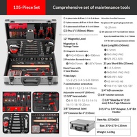 Ensemble d'outils complet en acier au chrome-vanadium de haute qualité, 105 pièces, coffret en aluminium, réparation automobile et domestique, comprend une clé à douille combinée