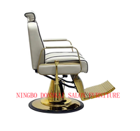 Chaise de beauté hydraulique Mobilier de salon Chaise de barbier en cuir et bois avec base chromée pour salon de coiffure ou salon de coiffure