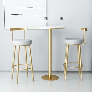 <span class=keywords><strong>Mesa</strong></span> Alta Redonda de Mármol y Metal para Restaurante, <span class=keywords><strong>Cocina</strong></span>, <span class=keywords><strong>Bar</strong></span>, Comedor de Club Nocturno Moderno - Product Image 1