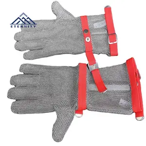Özel bıçak dayanıklı eldiven kasap paslanmaz çelik zincir posta örgü eldiven ile sıkma Anti-Cut geçirmez Metal zincir eldiven