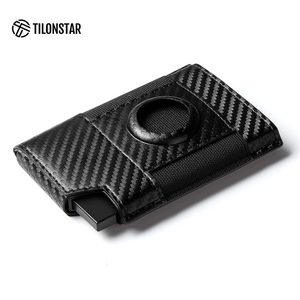 TILONSTAR TVC506 Nouveau Style Logo Personnalisé Cadeau d'Affaires Aluminium Pop up Fibre de Carbone Cuir Porte Carte Bancaire pour Homme - Product Image 3