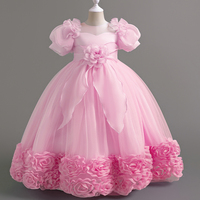 Adorable Robe de Princesse Fille Fleur avec Manches Bouffantes et Grand Papillon pour Fête