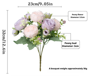 Bouquet di Peonie e Rose in Rayon, Bianco e <span class=keywords><strong>Rosa</strong></span>, per Decorazioni Nuziali, Vendita all'Ingrosso - Product Image 6