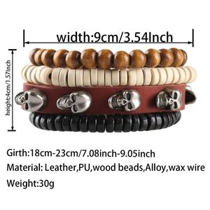 6 Pulseras Punk Rock para Hombre, Ajustables, de Cuero PU Trenzado, Brazaletes Negros para Hombre y Mujer - Product Image 6