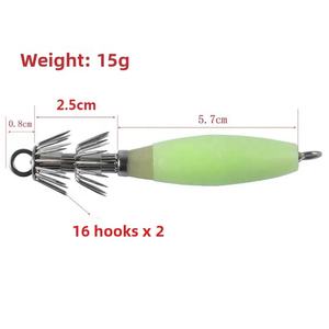 Anzuelo de pesca explosivo de acero inoxidable luminoso sin púas para camarones, calamares, sepias <span class=keywords><strong>y</strong></span> pulpos, anzuelo de ocho puntas - Product Image 4