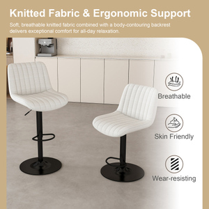 Modern Swivel <b>Bar</b> <b>Stools</b> with <b>Adjustable</b> Height (35.03-43.7 Inches) Backrest Velvet Fabric-Hotel Dining Use Commercial Furniture - Product Image 6