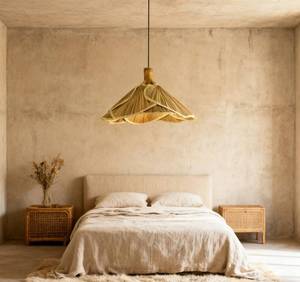 Lampe suspendue en feuilles de palmier tissées à la main, style bohème Wabi Sabi, rustique, pour chambre à coucher, café, maison d'hôtes, décoration de plafond intérieur - Product Image 1