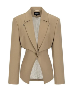 Chaqueta de diseñador personalizada para <span class=keywords><strong>mujer</strong></span>, chaqueta de <span class=keywords><strong>manga</strong></span> larga de alta calidad, abrigo suave de <span class=keywords><strong>trabajo</strong></span> de negocios informal de Color sólido para primavera y otoño - Product Image 2