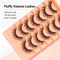 Bulu Mata Palsu Gaya Fluffy 7 Pasang dalam Tray, Bulu Mata Lembut Bervolume, Bulu Mata Faux Mink Full Strip Buatan Tangan, Bulu Mata Palsu Gaya Natural