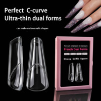 Nouvelles formes doubles réutilisables en plastique Newby 140 pièces pour extension d'ongles en gel, modèles longs, amande, carrés, French, avec lignes de guidage pour doigts