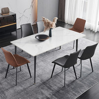 Table de salle à manger rectangulaire en marbre de luxe moderne pour 4-6 personnes pour la maison et le restaurant