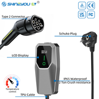 Chargeur EV portable Shineyou personnalisé 3,5 kW IEC 61851-1 Type 2, câble TPU 3,5 m, contrôle de température, prise Schuko, directement de l'usine