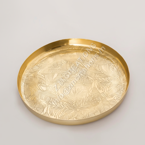 Bandeja de metal chapada en oro resistente al calor, tamaños personalizados, plato desechable para servir frutas secas, Plato decorativo - Product Image 1
