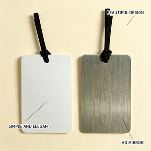 Luggage Tag Style Stainless Steel Pocket <strong>Mirror</strong> Black PU <strong>Leather</strong> Sleeve Hanging <strong>Strap</strong> Shatterproof HD Travel Makeup <strong>Mirror</strong> - Product Image 2