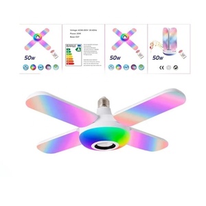 Đèn LED Âm Nhạc Không Dây E27 85-265V RGB Bóng Đèn Chơi Nhạc Nhiều Màu + Loa Thông Minh Điều Khiển Từ Xa Bóng Đèn Gấp Bốn Lá - Product Image 4