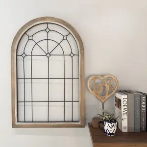 Wholesale Wood Home Wall Decor Items Arched Art Iron Wire Garden Window Living Room Wall Decoration