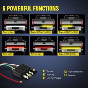 Barre lumineuse LED pour hayon de camion 48" 60" à triple rangée, 5 fonctions avec feux de recul, de frein et de clignotants, étanche, universelle pour pick-up - Product Image 4