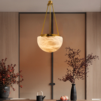 Luminaire suspendu en albâtre de luxe moderne, finition dorée, pour salle à manger, salon, hall d'hôtel, éclairage décoratif