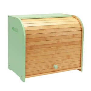 Bamboo Bread Box Green Wooden <b>Storage</b> <b>Container</b> With Flip Top For <b>Kitchen</b> Use - Product Image 1