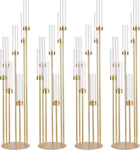 Romantic Gold Iron <strong>Candlestick</strong> <strong>Holder</strong> for Wedding Party or Hotel Table Decor Durable Silver Glass Road Guide Props - Product Image 6